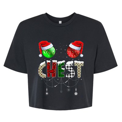 Chestnuts Matching Family Funny Chest Nuts Christmas Couples Bella+Canvas Jersey Crop Tee