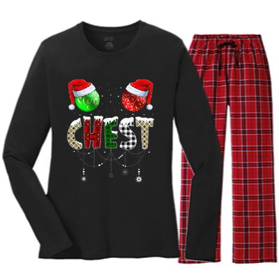 Chestnuts Matching Family Funny Chest Nuts Christmas Couples Women's Long Sleeve Flannel Pajama Set 