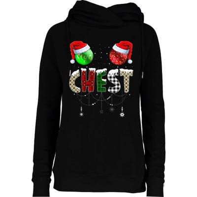 Chestnuts Matching Family Funny Chest Nuts Christmas Couples Womens Funnel Neck Pullover Hood