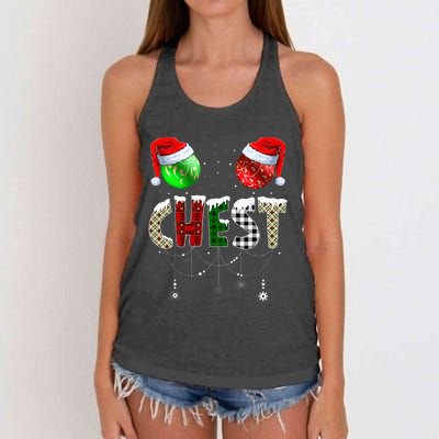 Chestnuts Matching Family Funny Chest Nuts Christmas Couples Women's Knotted Racerback Tank