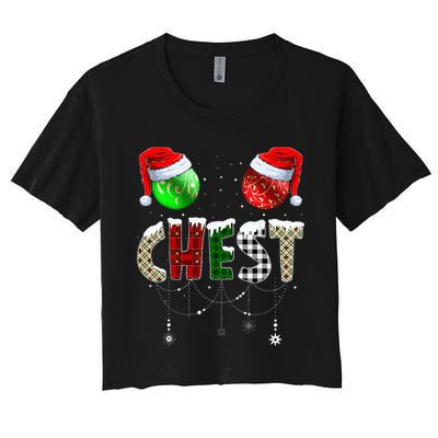 Chestnuts Matching Family Funny Chest Nuts Christmas Couples Women's Crop Top Tee