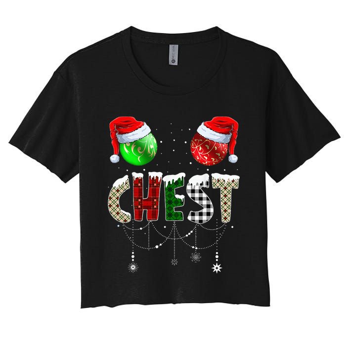 Chestnuts Matching Family Funny Chest Nuts Christmas Couples Women's Crop Top Tee