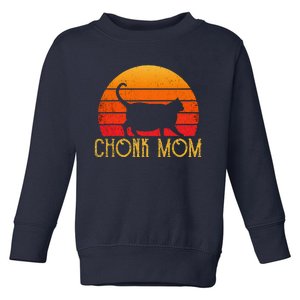 Chonk Mom Funny Cat Owner Women Retro Fat Cat Meme Toddler Sweatshirt