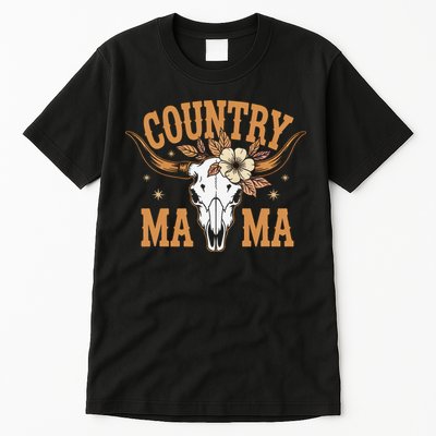 Country Mama Floral Skull Horns Star Tall T-Shirt
