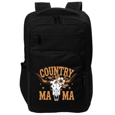 Country Mama Floral Skull Horns Star Impact Tech Backpack