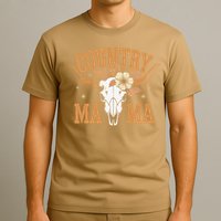 Country Mama Floral Skull Horns Star T-Shirt
