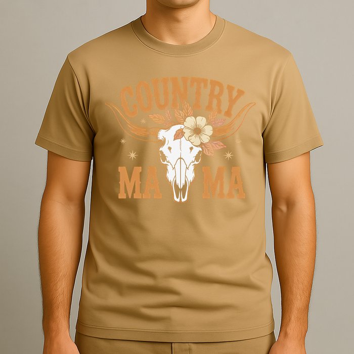 Country Mama Floral Skull Horns Star T-Shirt