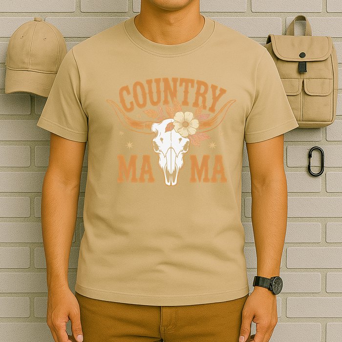 Country Mama Floral Skull Horns Star T-Shirt