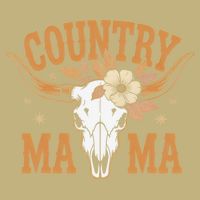 Country Mama Floral Skull Horns Star T-Shirt