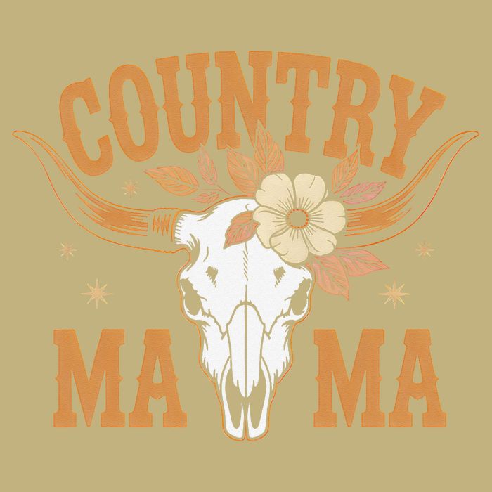 Country Mama Floral Skull Horns Star T-Shirt