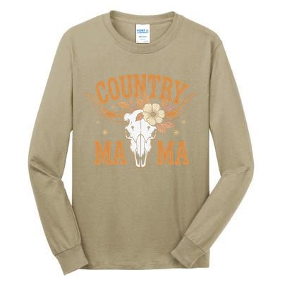 Country Mama Floral Skull Horns Star Tall Long Sleeve T-Shirt