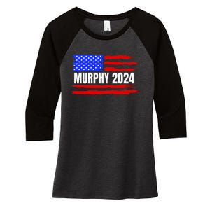 Chris Murphy For President 2024 Women's Tri-Blend 3/4-Sleeve Raglan Shirt