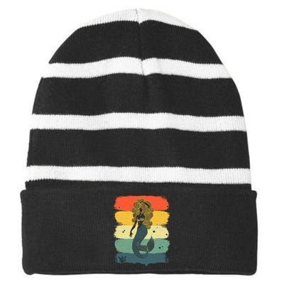 Cool Mermaid For Girl Kids Women Under Sea Mermaids Merman Striped Beanie with Solid Band