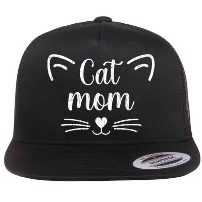 Cat Mom Funny Owner Graphic Flat Bill Trucker Hat
