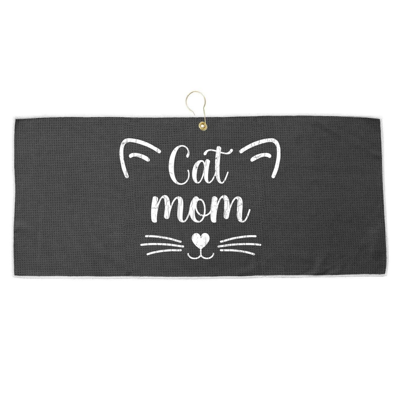 Cat Mom Funny Owner Graphic Large Microfiber Waffle Golf Towel