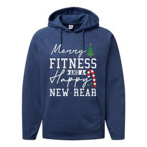 Christmas Merry Fitness Happy New Rear Xmas Workout Women Performance Fleece Hoodie