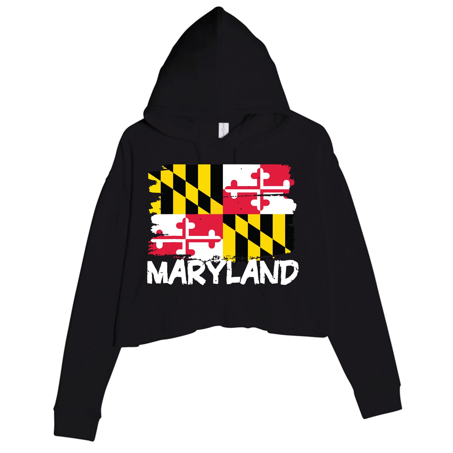 Cool Maryland Flag Crop Fleece Hoodie