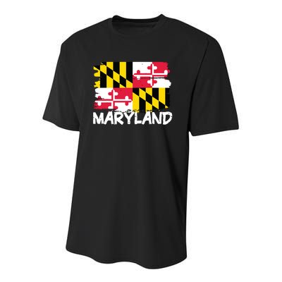 Cool Maryland Flag Youth Performance Sprint T-Shirt