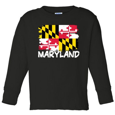 Cool Maryland Flag Toddler Long Sleeve Shirt