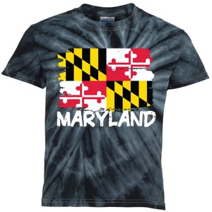 Cool Maryland Flag Kids Tie-Dye T-Shirt