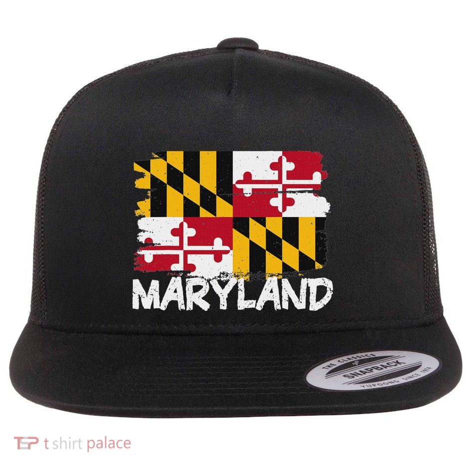 Cool Maryland Flag Flat Bill Trucker Hat