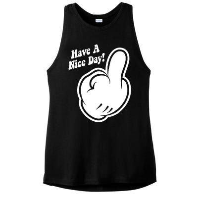 Cartoon Middle Finger Have A Nice Day Ladies PosiCharge Tri-Blend Wicking Tank