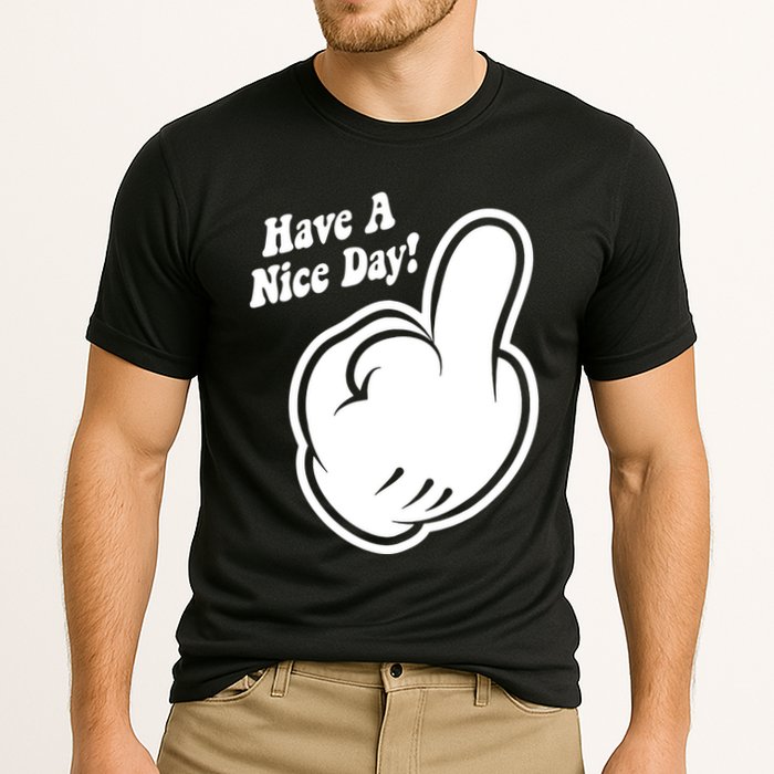 Cartoon Middle Finger Have A Nice Day Cooling Performance Crew T-Shirt