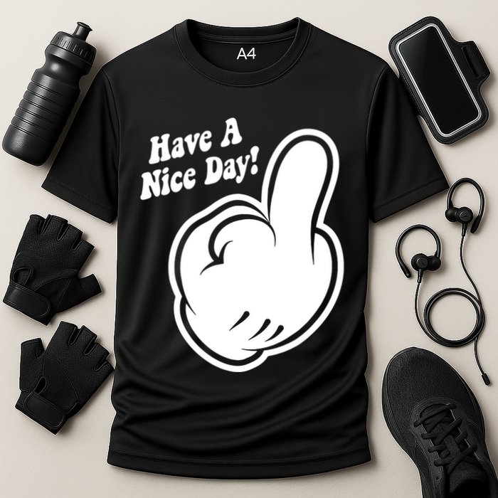 Cartoon Middle Finger Have A Nice Day Cooling Performance Crew T-Shirt