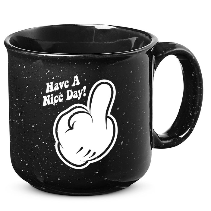 Cartoon Middle Finger Have A Nice Day 15oz Campfire Ceramic Mug