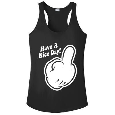 Cartoon Middle Finger Have A Nice Day Ladies PosiCharge Competitor Racerback Tank