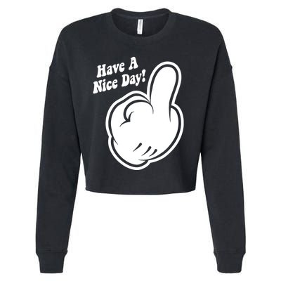 Cartoon Middle Finger Have A Nice Day Cropped Pullover Crew