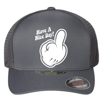 Cartoon Middle Finger Have A Nice Day Flexfit Unipanel Trucker Cap