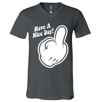 Cartoon Middle Finger Have A Nice Day V-Neck T-Shirt