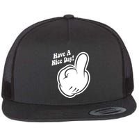 Cartoon Middle Finger Have A Nice Day Flat Bill Trucker Hat