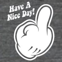 Cartoon Middle Finger Have A Nice Day Flat Bill Trucker Hat