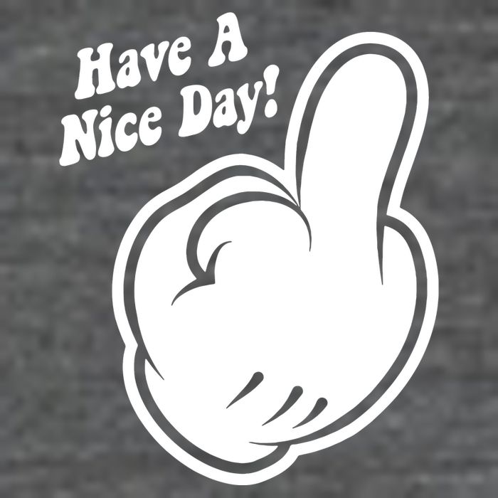 Cartoon Middle Finger Have A Nice Day Flat Bill Trucker Hat