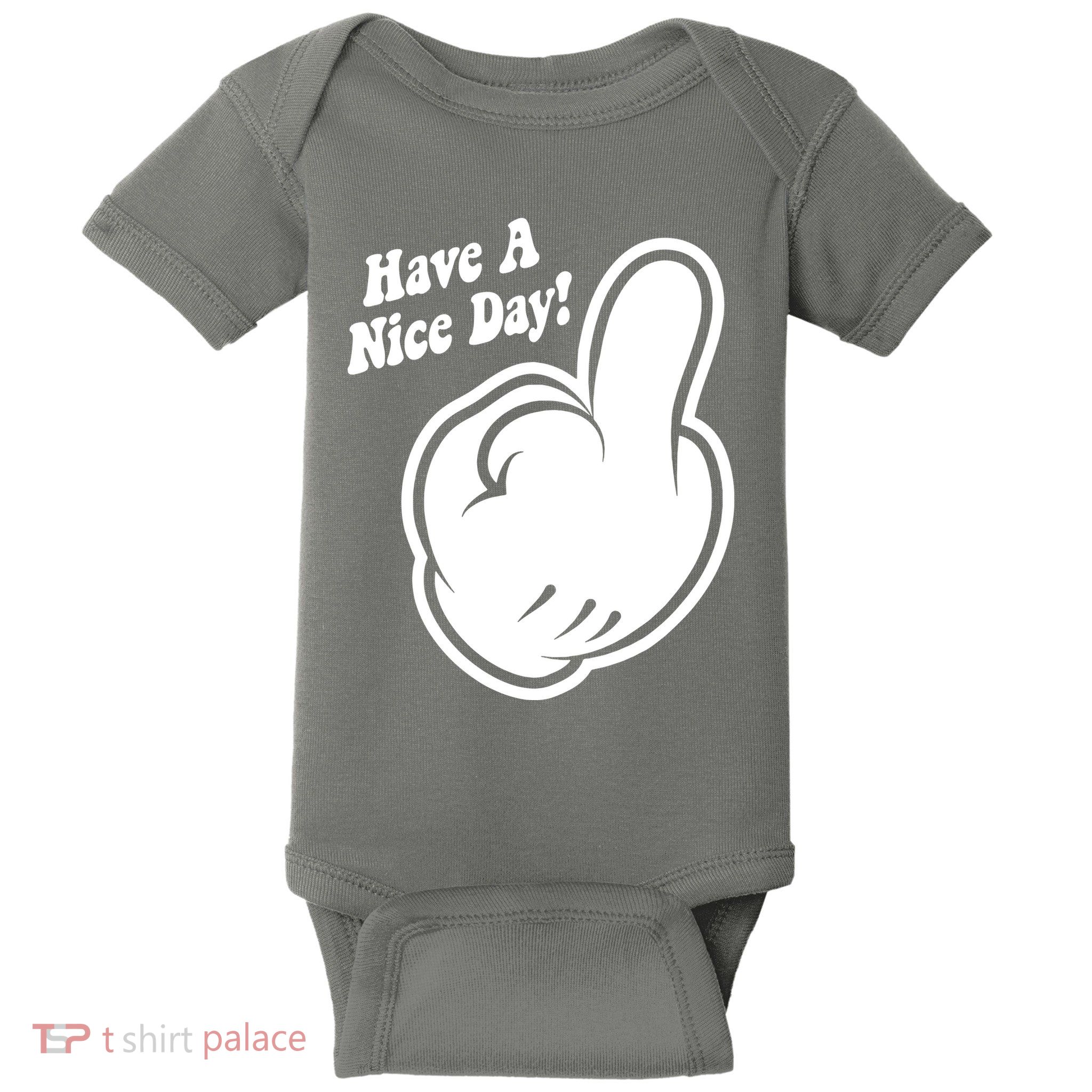 Cartoon Middle Finger Have A Nice Day Baby Bodysuit