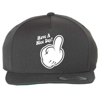 Cartoon Middle Finger Have A Nice Day Wool Snapback Cap