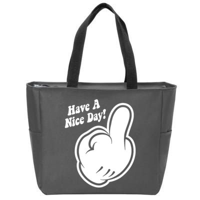 Cartoon Middle Finger Have A Nice Day Zip Tote Bag