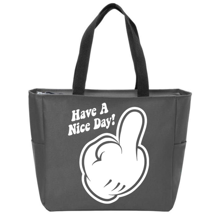 Cartoon Middle Finger Have A Nice Day Zip Tote Bag