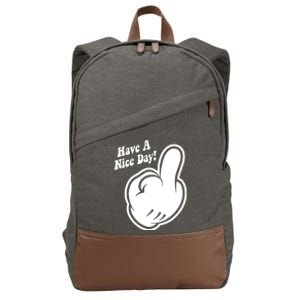 Cartoon Middle Finger Have A Nice Day Cotton Canvas Backpack