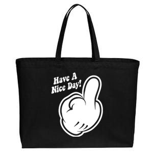 Cartoon Middle Finger Have A Nice Day Cotton Canvas Jumbo Tote