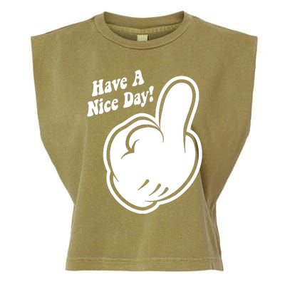 Cartoon Middle Finger Have A Nice Day Garment-Dyed Women's Muscle Tee