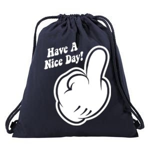 Cartoon Middle Finger Have A Nice Day Drawstring Bag