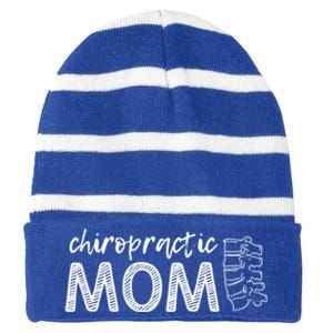 Chiropractic Mom Funny Chiropractor Mother's Day Chiro Humor Gift Striped Beanie with Solid Band