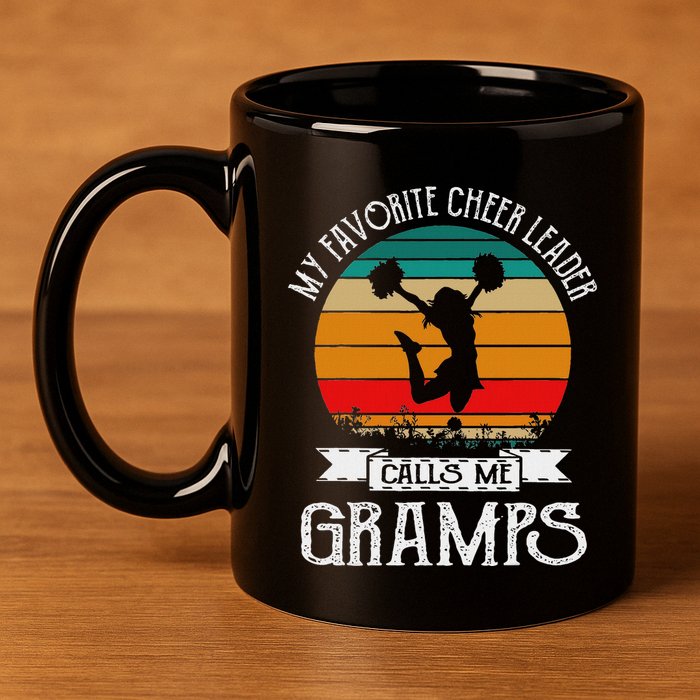Cheerleading My Favorite Cheerleader Calls Me Gramps 11oz C Handle Ceramic Mug