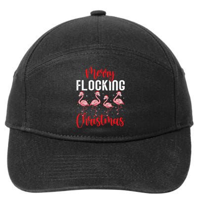 Christmas Merry Flocking Christmas Flamingo 7-Panel Snapback Hat