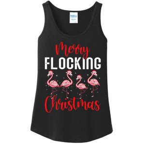 Christmas Merry Flocking Christmas Flamingo Ladies Essential Tank