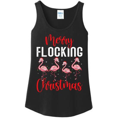 Christmas Merry Flocking Christmas Flamingo Ladies Essential Tank