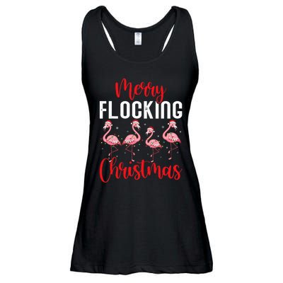 Christmas Merry Flocking Christmas Flamingo Ladies Essential Flowy Tank